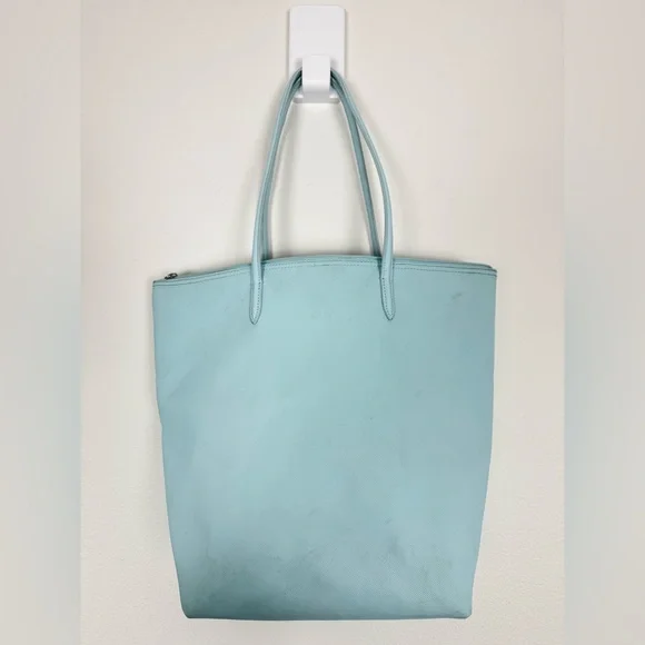 Lacoste Blue Tote Bag Minimalist Design Spacious shopper zip closure - Picture 2 of 15
